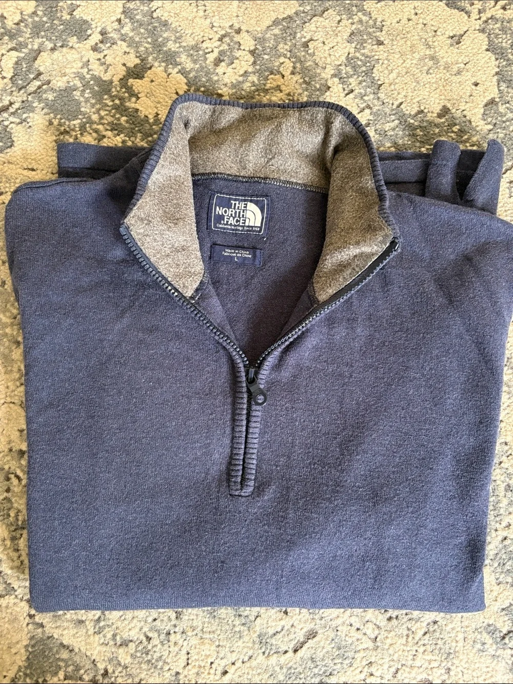 The North Face Men’s Navy Half-Zip Fleece wool blend Pullover